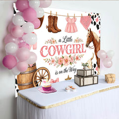 Lofaris Rosa Cowgirl Babyparty Hintergrund für Mädchen mit Pferd und Stiefeln, Western Dekoration für Fotoshooting