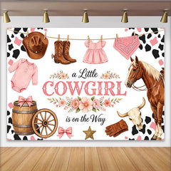 Lofaris Rosa Cowgirl Babyparty Hintergrund für Mädchen mit Pferd und Stiefeln, Western Dekoration für Fotoshooting