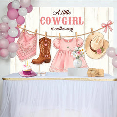 Lofaris Rosa Cowgirl Babyparty Hintergrund für Mädchen mit Stiefeln und Hut, wunderschöne Fotowand für Babyparty Dekoration und Fotoshooting