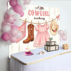 Lofaris Rosa Cowgirl Babyparty Hintergrund für Mädchen mit Stiefeln und Hut, wunderschöne Fotowand für Babyparty Dekoration und Fotoshooting