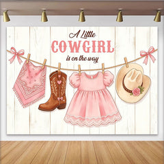 Lofaris Rosa Cowgirl Babyparty Hintergrund für Mädchen mit Stiefeln und Hut, wunderschöne Fotowand für Babyparty Dekoration und Fotoshooting