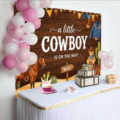 Lofaris Rustikaler Cowboy Babyparty Hintergrund für Jungen mit Holzstruktur, niedlicher Teddybär Kaktus Fotowand für Geschlechtsenthüllung
