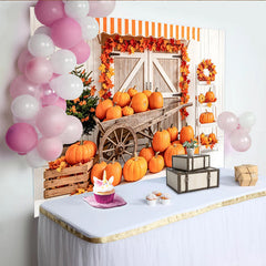 Lofaris Bunter Herbst Hintergrund mit Kürbissen und Ahornblättern, rustikale Fotowand für Erntedankfest Dekoration und Fotoshooting