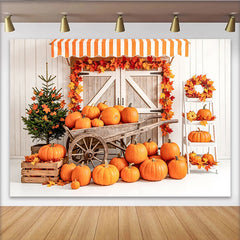 Lofaris Bunter Herbst Hintergrund mit Kürbissen und Ahornblättern, rustikale Fotowand für Erntedankfest Dekoration und Fotoshooting