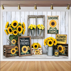 Lofaris Rustikaler Sonnenblumen Bauernhof Hintergrund mit weißen Holzplanken, sommerliche Landhaus Kulisse für professionelle Fotografie
