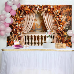 Lofaris Eleganter Herbstlandschaftshintergrund mit Blumen und Pampasgras, romantische Kulisse für Hochzeitsfotoshootings und Events
