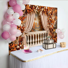 Lofaris Eleganter Herbstlandschaftshintergrund mit Blumen und Pampasgras, romantische Kulisse für Hochzeitsfotoshootings und Events