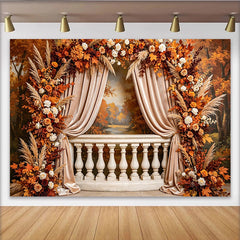 Lofaris Eleganter Herbstlandschaftshintergrund mit Blumen und Pampasgras, romantische Kulisse für Hochzeitsfotoshootings und Events
