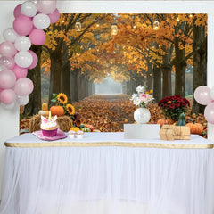 Lofaris Herbst-Fotohintergrund mit Kürbissen und warmen Lichterketten, malerische Kulisse für herbstliche Fotoshootings im Studio