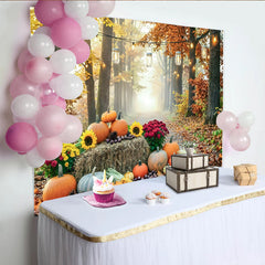 Lofaris Herbstlicher Erntedankfest-Hintergrund mit Kürbissen, idyllische Kulisse für herbstliche Fotografie im Fotostudio