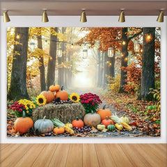 Lofaris Herbstlicher Erntedankfest-Hintergrund mit Kürbissen, idyllische Kulisse für herbstliche Fotografie im Fotostudio