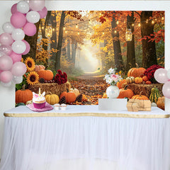 Lofaris Herbstwald-Fotohintergrund mit Kürbissen und Sonnenblumen, herbstliche Kulisse für professionelle Studioaufnahmen