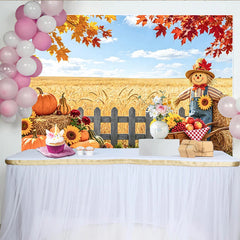 Lofaris Malerischer Herbstlandschaft-Hintergrund mit Kürbissen, bunte Fotowand für herbstliche Fotografie im Fotostudio