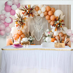 Lofaris Boho-Herbsthintergrund mit Kürbissen und Luftballons, elegante Fotowand für herbstliche Dekoration im Fotostudio