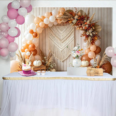 Lofaris Boho-Herbst-Fotohintergrund mit Kürbissen und Luftballons, rustikale Fotowand für herbstliche Erntedankfest-Dekoration