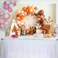 Lofaris Waldtiere-Herbsthintergrund mit Tipi für Kinderfotos, niedliche Kulisse für herbstliche Baby-Fotoshootings