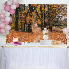 Lofaris Wunderschöner Herbstwaldweg Fotohintergrund mit goldenen Blättern, natürliche Kulisse für professionelle Fotoshootings