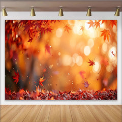Lofaris Goldener Herbst Fotohintergrund mit fallendem Laub und Bokeh-Lichtern, wunderschöne Kulisse für professionelle Herbstfotografie