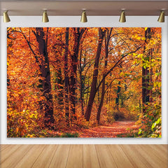 Lofaris Leuchtender Herbstwald Hintergrund mit goldenen Blättern und Waldweg, natürliche Fotokulisse für Porträts und Fotoshootings