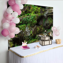 Lofaris Dunkelgrüner Moosfelsen Hintergrund für Naturfotografie, realistische Waldkulisse und Studio-Dekoration für Fotoshootings