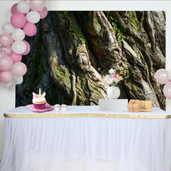 Lofaris Realistischer Baumstamm Hintergrund mit grünem Moos, natürliche Waldkulisse für Fotostudio und professionelle Porträts