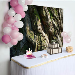Lofaris Realistischer Baumstamm Hintergrund mit grünem Moos, natürliche Waldkulisse für Fotostudio und professionelle Porträts