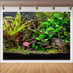 Lofaris Lebendiger Aquarium Hintergrund mit bunten Fischen und grünen Pflanzen, realistische Unterwasser Fotowand für Fotostudio