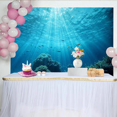 Lofaris Blauer Unterwasser-Hintergrund mit Sonnenstrahlen Fischen und Korallen, türkise Ozean Fotokulisse für Fotostudio und Meeresdekoration