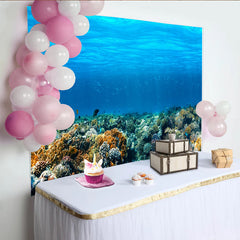 Lofaris Lebendiger Korallenriff Fotohintergrund mit blauer Unterwasserwelt, natürliche Ozeankulisse für professionelle Studiofotografie