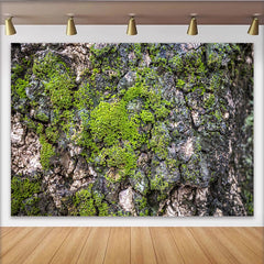 Lofaris Grüner Moos Baumrinden Hintergrund für Naturfotografie, realistische Wald Kulisse für professionelles Fotoshooting