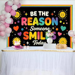 Lofaris Bunter Positiver Spruch Fotohintergrund mit Regenbogenfarben, fröhliche Kulisse für gute Laune und Fotoshootings
