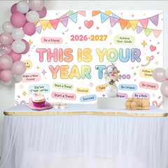 Lofaris Bunter Neujahrs-Hintergrund 2026-2027 mit Motivationssprüchen, fröhliche Kulisse für Feiern und inspirierende Fotoshootings