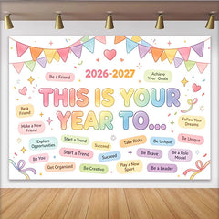 Lofaris Bunter Neujahrs-Hintergrund 2026-2027 mit Motivationssprüchen, fröhliche Kulisse für Feiern und inspirierende Fotoshootings