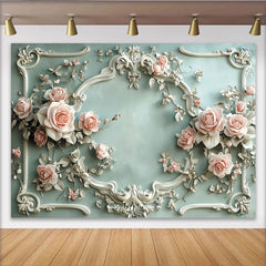 Lofaris Eleganter rosa Rosen-Stuckrahmen-Hintergrund, für Hochzeiten und Babypartys, romantische Fotokulisse