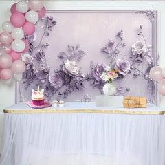 Lofaris Eleganter Lavendel-Rosen-3D-Partyhintergrund, für Hochzeiten und Babypartys, romantische Fotokulisse