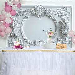 Lofaris Weißer barocker Engel und Blumen Partyhintergrund, für Hochzeiten, Taufen und elegante Feiern, professionelle Fotografie