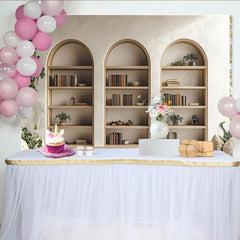 Lofaris Architektonischer Bücherregal-Hintergrund mit gewölbten Nischen, für Fotostudio und Porträts, modernes und elegantes