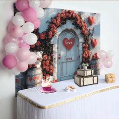 Lofaris Romantischer Partyhintergrund mit roten Rosen, Herzen und Teddybären, für Valentinstag, liebevolle Dekoration