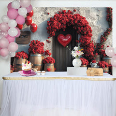 Lofaris Roter Rosen-Valentinstagshintergrund mit Herzen und Teddybären, für romantische Feiern, Hochzeiten und Fotoshootings