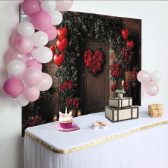 Lofaris Romantischer Valentinstag Hintergrund mit roten Rosen und Herzballons, für eine stimmungsvolle Fotografie