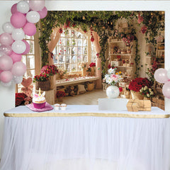 Lofaris Romantischer Fotohintergrund mit roten Rosen, grünem Efeu und Herzen, für Valentinstag Hochzeit Party