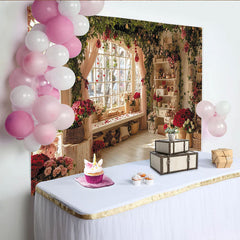 Lofaris Romantischer Fotohintergrund mit roten Rosen, grünem Efeu und Herzen, für Valentinstag Hochzeit Party