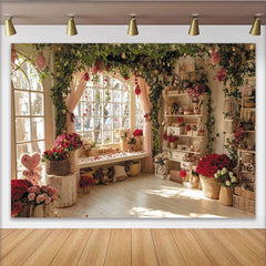 Lofaris Romantischer Fotohintergrund mit roten Rosen, grünem Efeu und Herzen, für Valentinstag Hochzeit Party