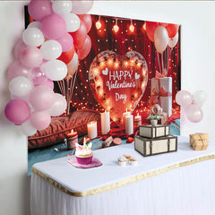 Lofaris Romantischer Valentinstagshintergrund mit leuchtendem Herz, roten Ballons und Kerzenlicht für unvergessliche Fotos
