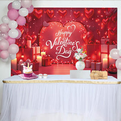 Lofaris Roter Valentinstagshintergrund mit roten Herzen, Lichterketten und Geschenkboxen für romantische Feierlichkeiten