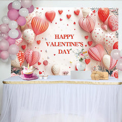Lofaris Romantischer rosa-roter Valentinstagshintergrund mit schwebenden Herzballons und eleganten Rosen, ideal für Liebe Feierlichkeiten