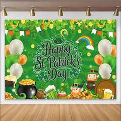 Lofaris Grüner St. Patrick's Day Hintergrund mit Kleeblättern, Kobold und Topf voller Gold für Party