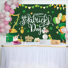 Lofaris Grüner St. Patrick's Day Hintergrund mit Kobold Kleeblatt Goldtopf und Hufeisen, für irische Party Dekoration