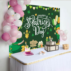 Lofaris Grüner St. Patrick's Day Hintergrund mit Kobold Kleeblatt Goldtopf und Hufeisen, für irische Party Dekoration