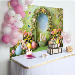 Lofaris Frühlingshafter Osterhintergrund mit niedlichen Hasen und bunten Ostereiern, wunderschöne Kulisse für Frühlingspartys und Fotoshootings